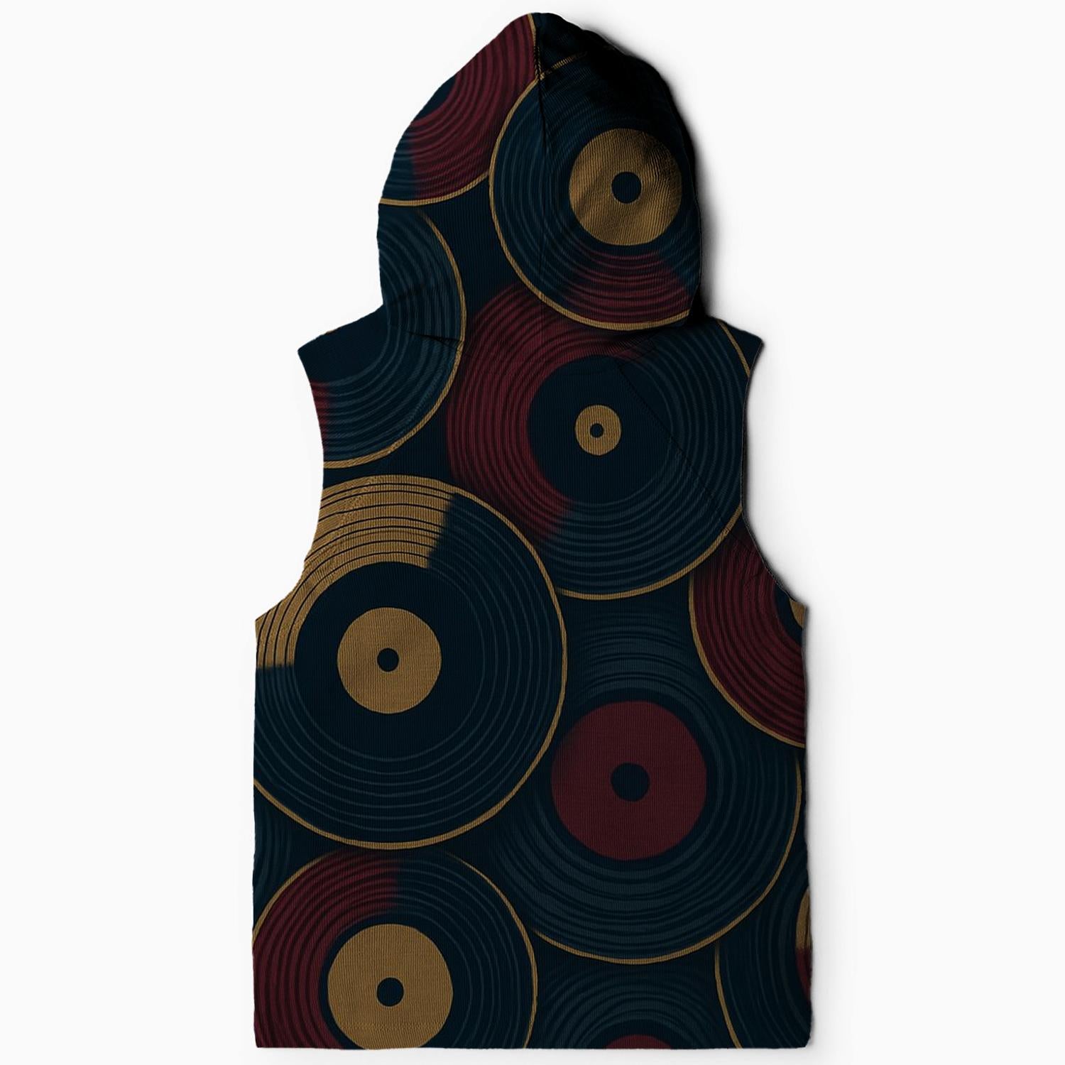 Vinyl Retro Revival Sleeveless Hoodie