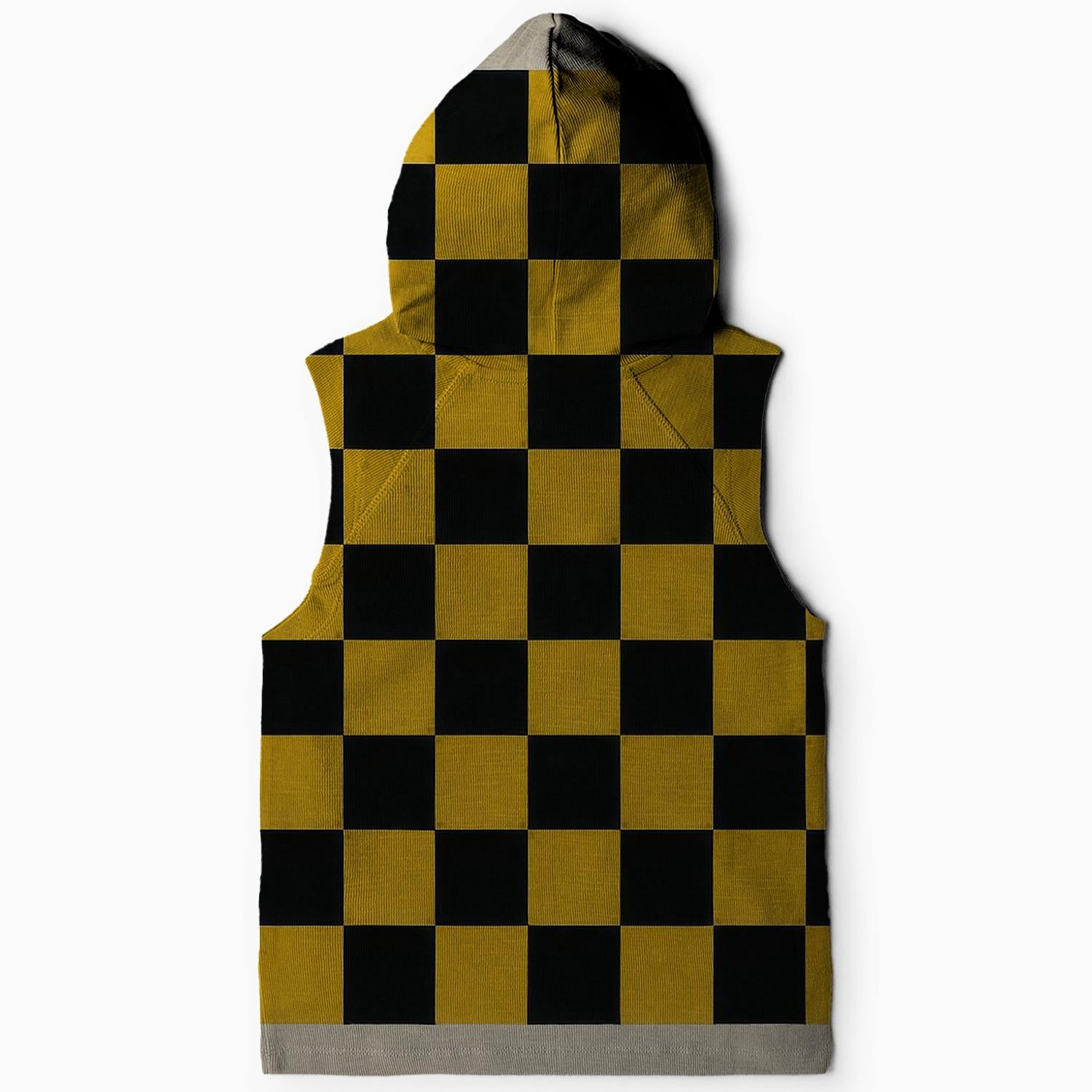 Retro Checkerboard Bliss Sleeveless Hoodie