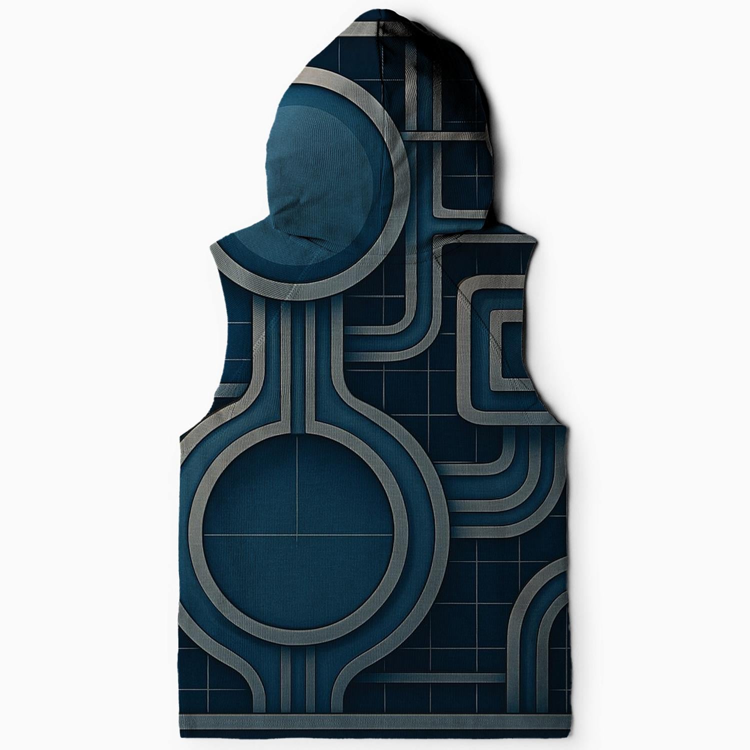 Retro Techno Grids Sleeveless Hoodie