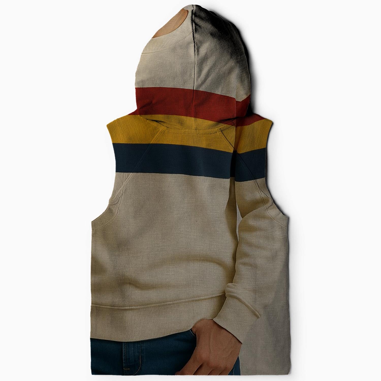 Classic 70s Sport Stripe Sleeveless Hoodie