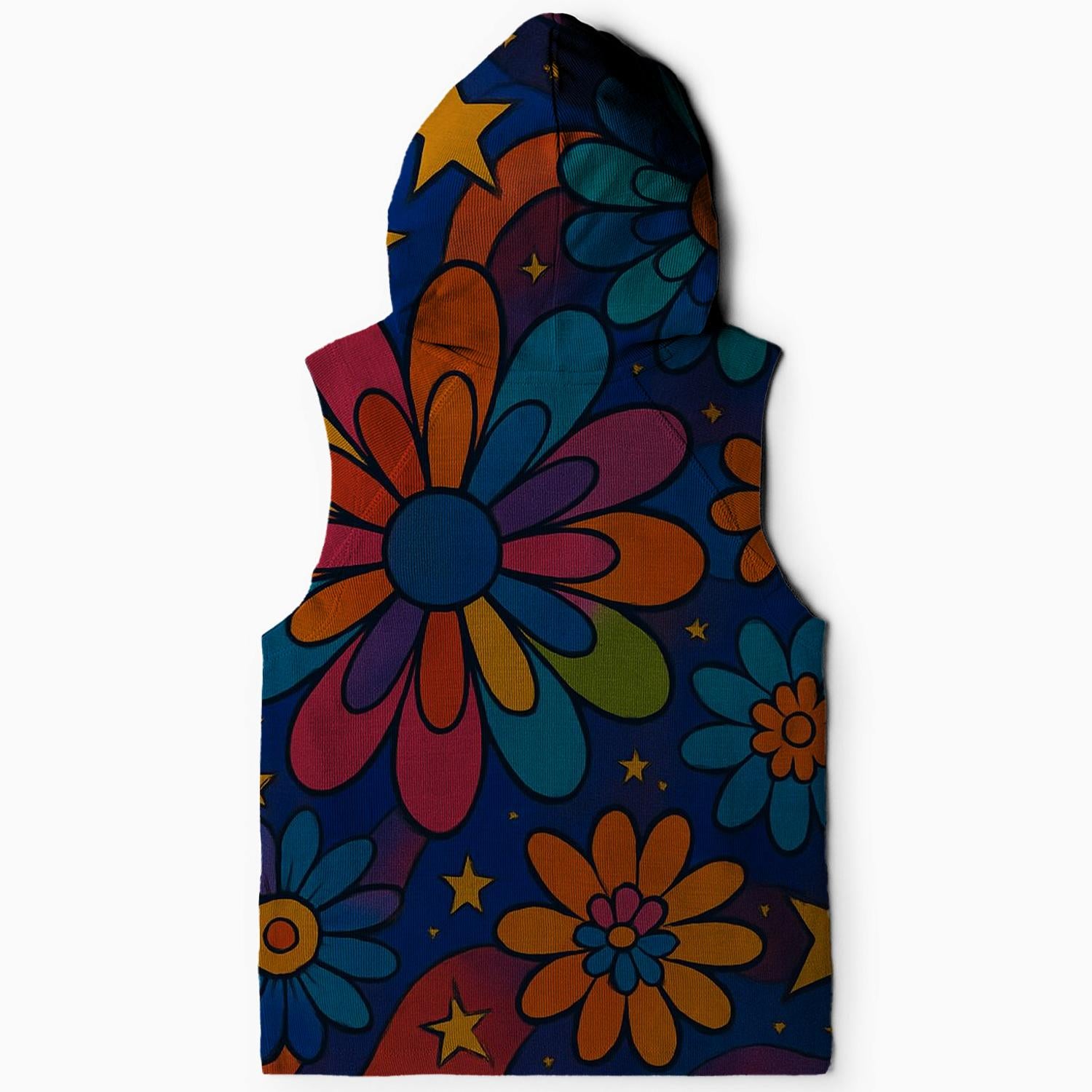 Cosmic Flower Burst Sleeveless Hoodie