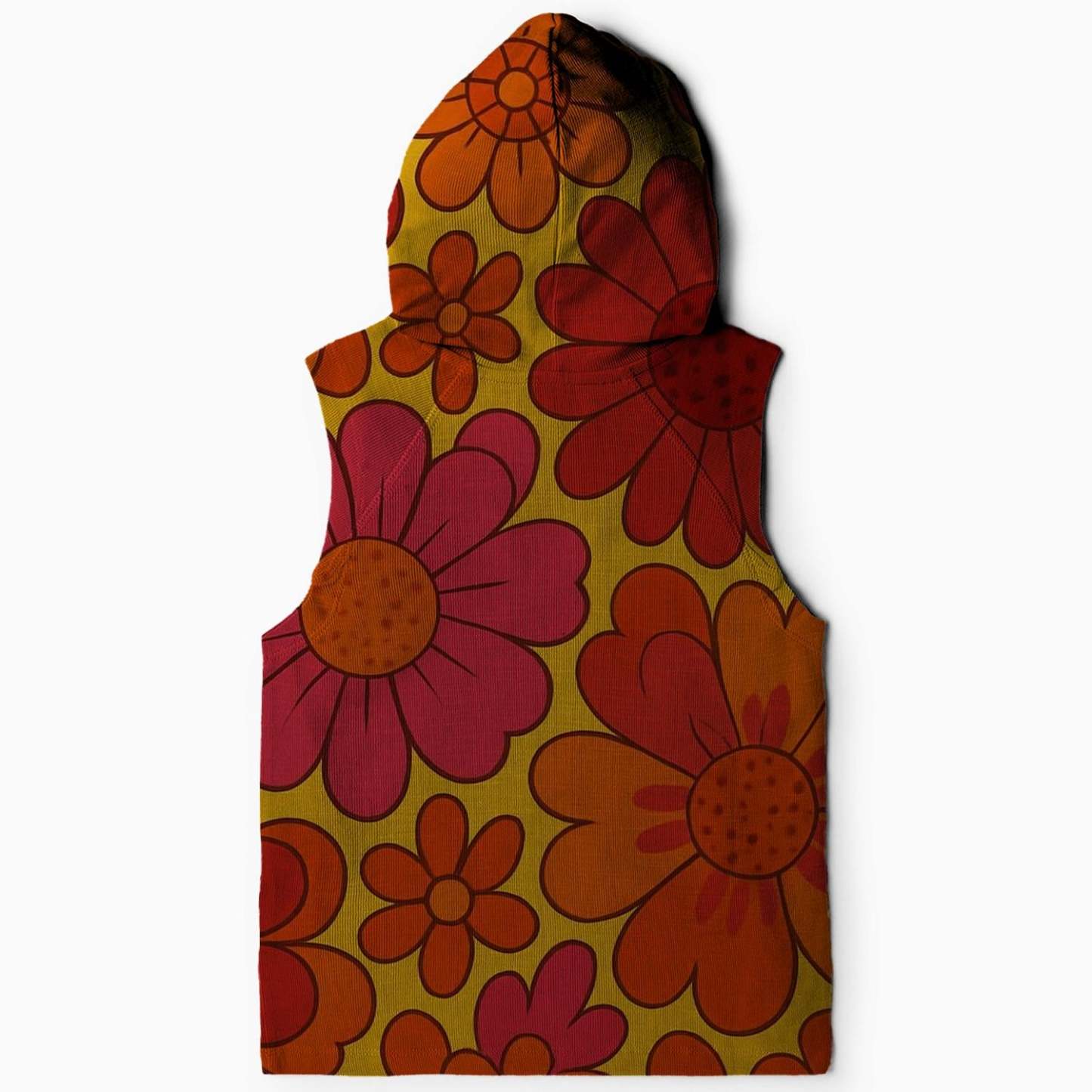 Funky Floral Fusion Sleeveless Hoodie