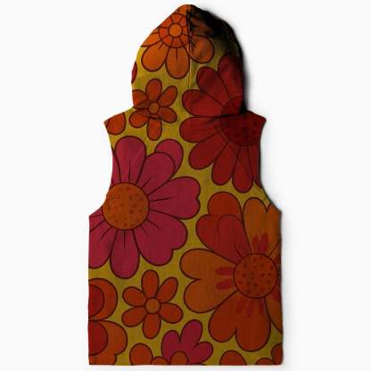 Funky Floral Fusion Sleeveless Hoodie