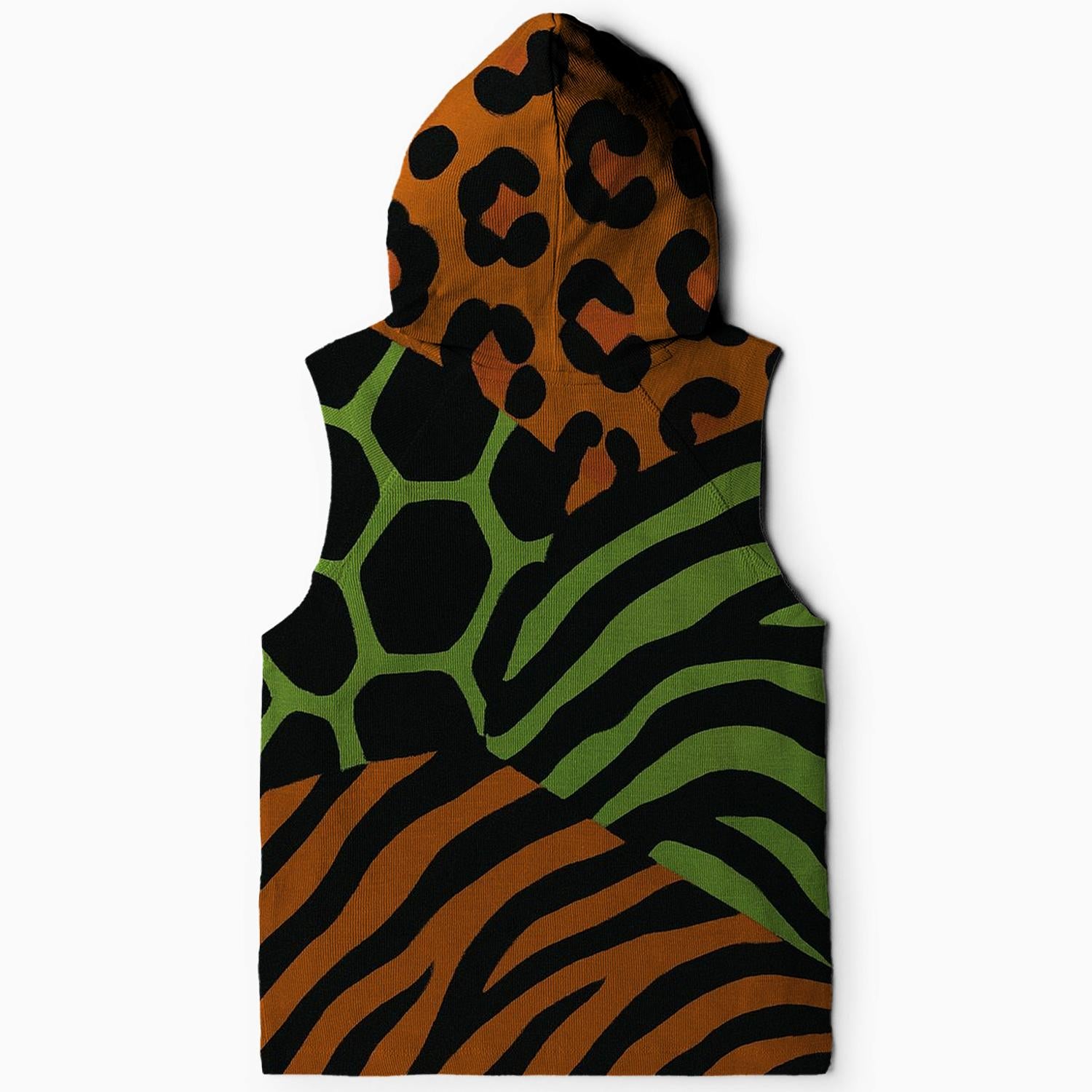 Funky Animal Prints Sleeveless Hoodie