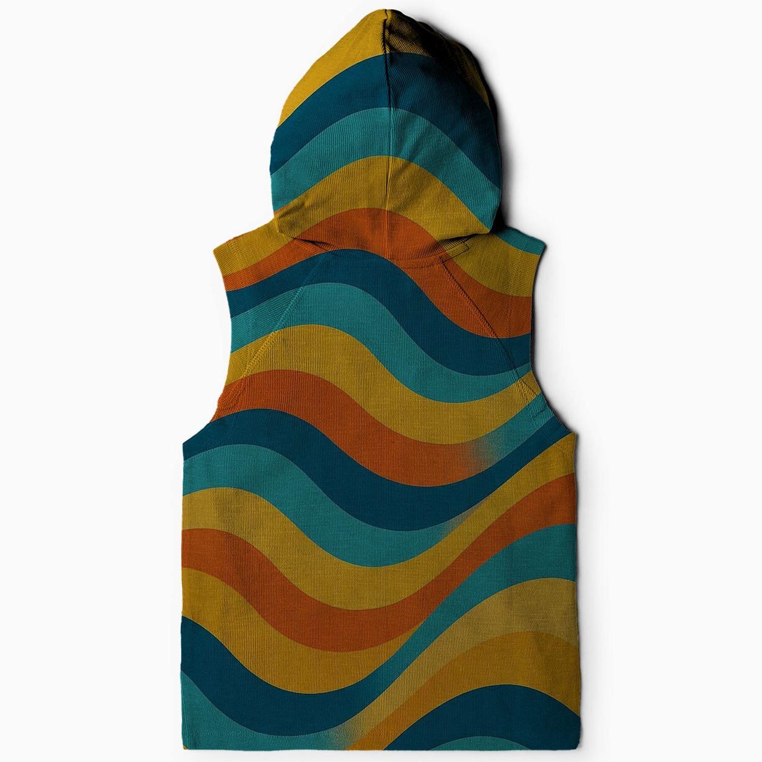 Retro Wave Patterns Sleeveless Hoodie