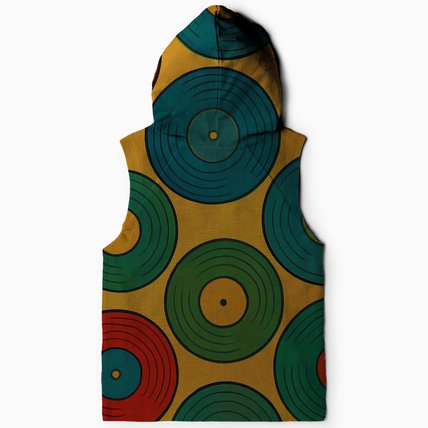 Colorful Vinyl Vibes Sleeveless Hoodie