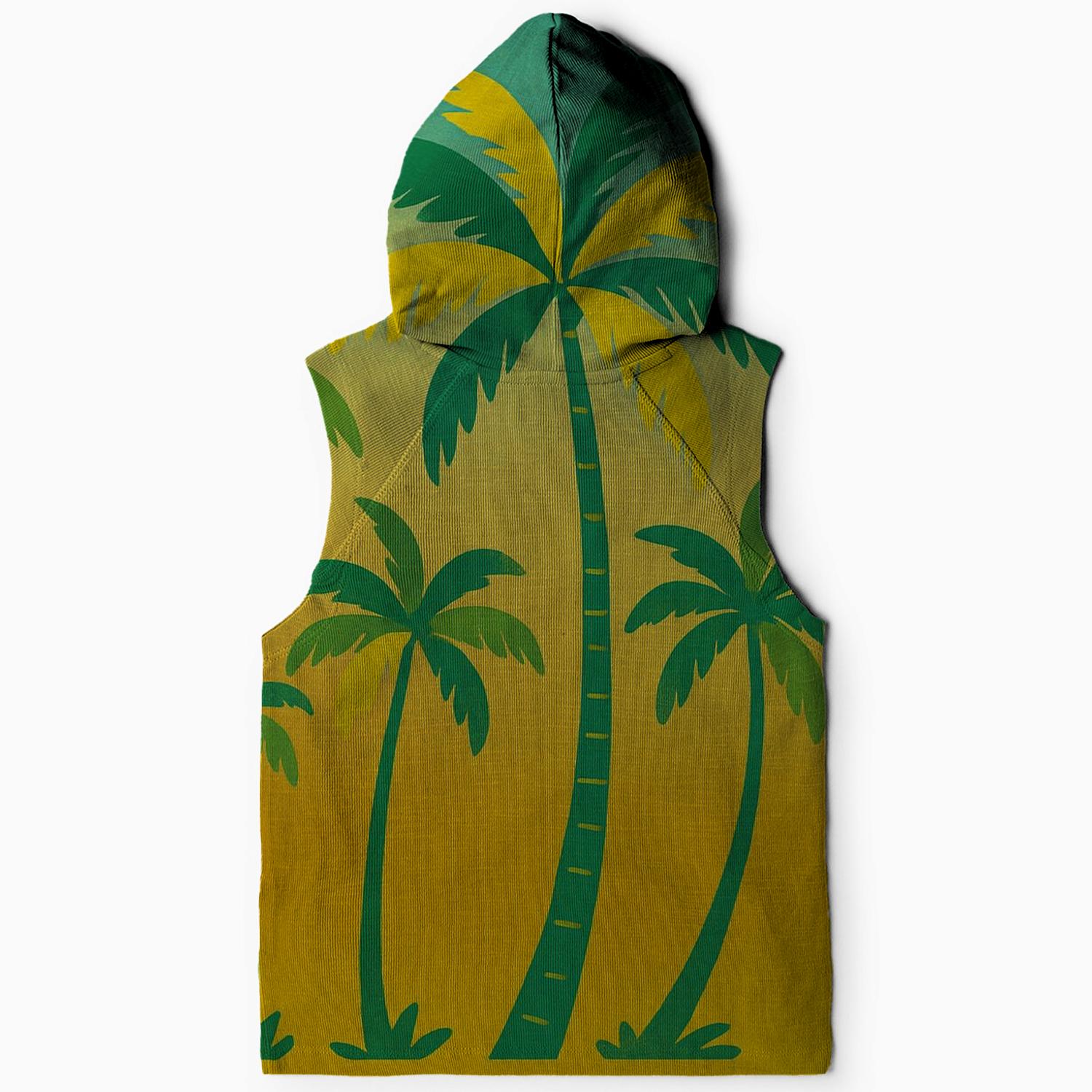 Sunshine Groovy Palms Sleeveless Hoodie