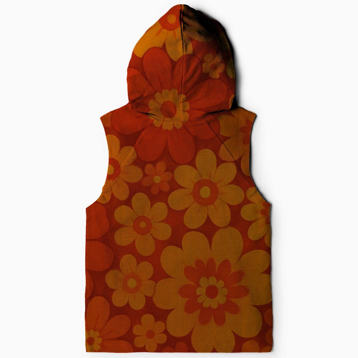 Retro Floral Explosion Sleeveless Hoodie