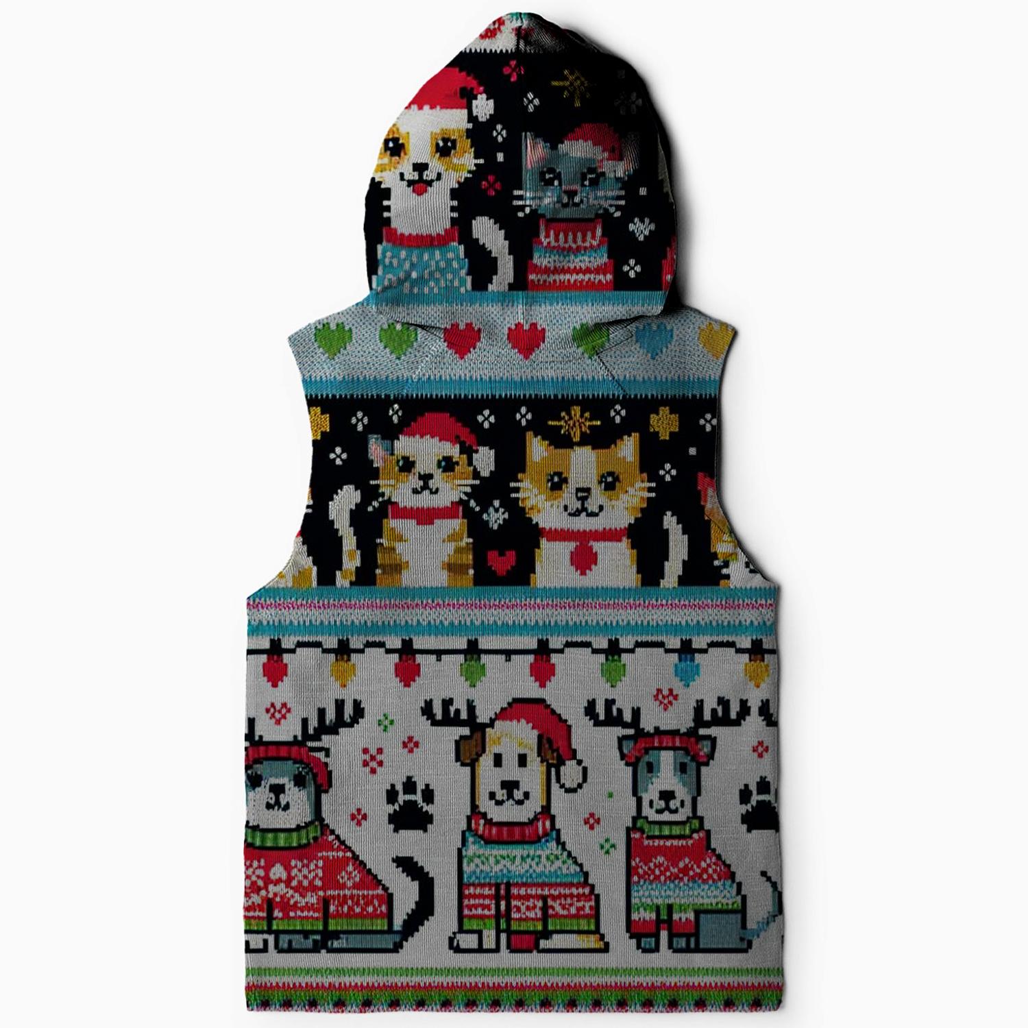 Holiday Pet Parade Design Sleeveless Hoodie
