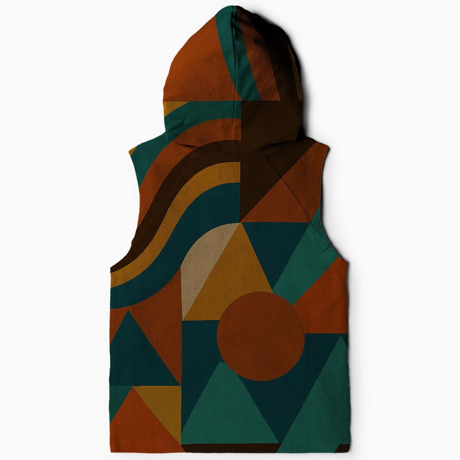 Groovy Retro Geometric Sleeveless Hoodie
