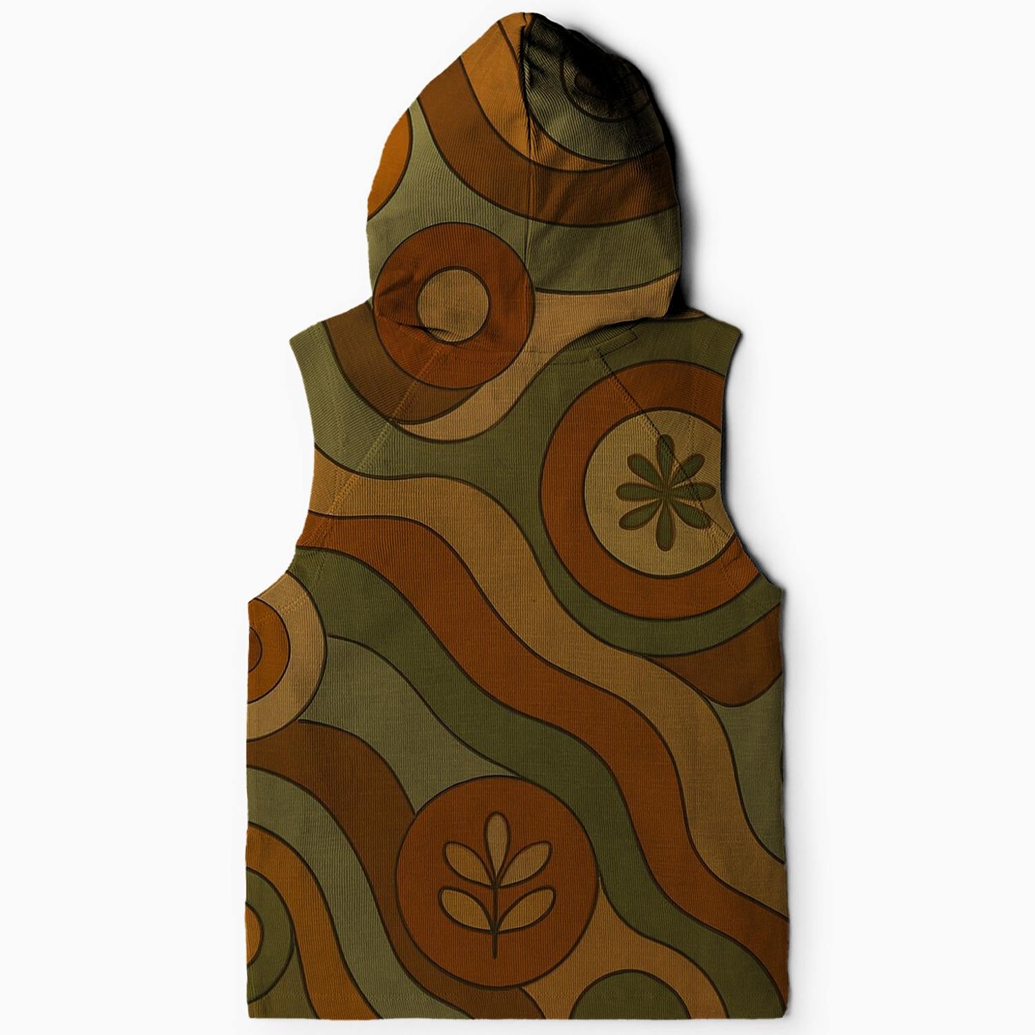 Peaceful Earth Tones Sleeveless Hoodie