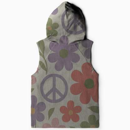 Floral Peace Out Sleeveless Hoodie