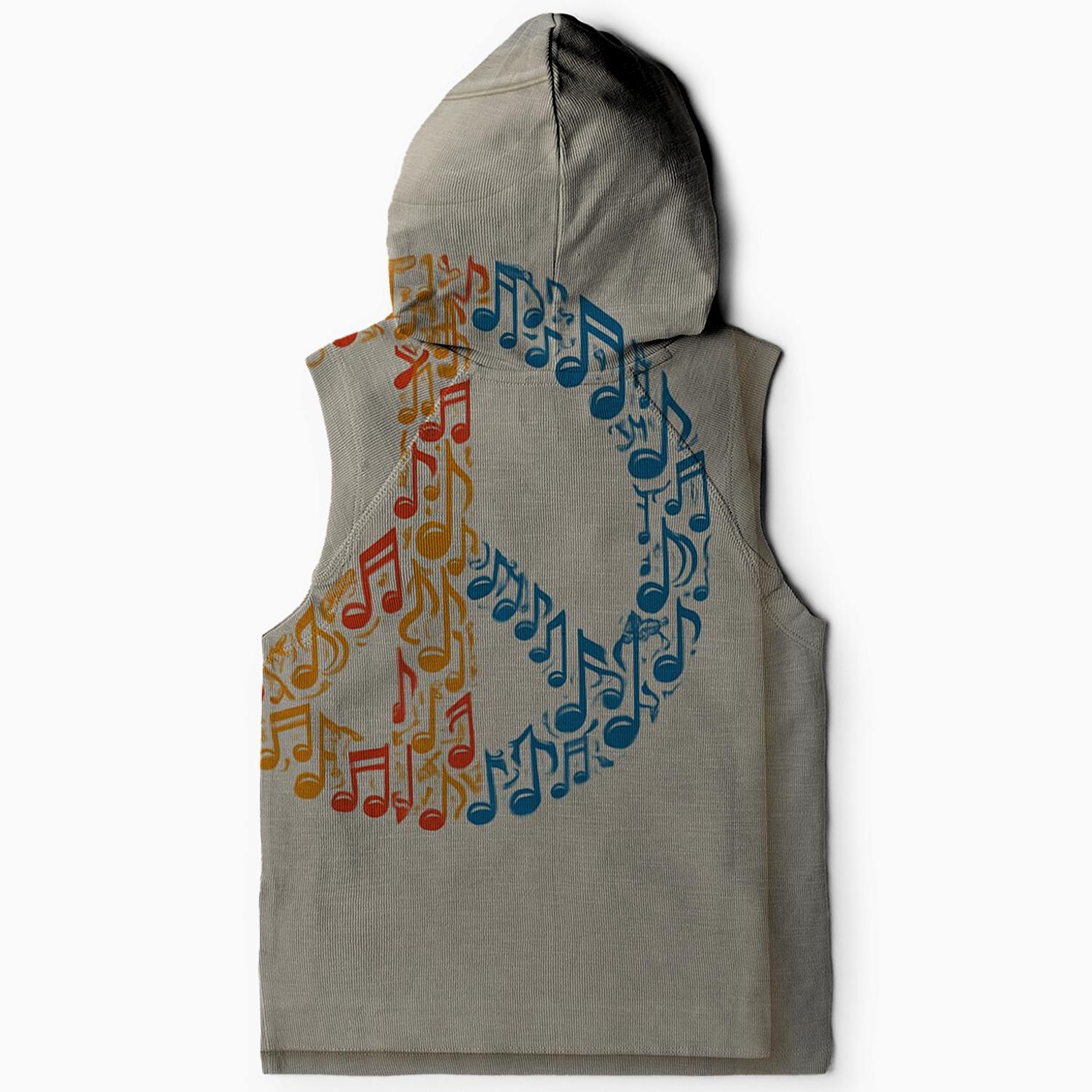 Peace Love and Music Sleeveless Hoodie