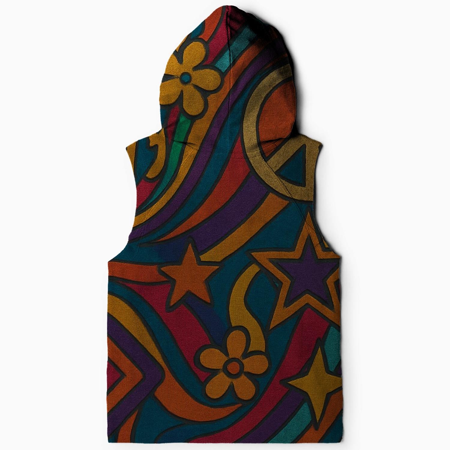 Psychadelic Paisley Waves Sleeveless Hoodie
