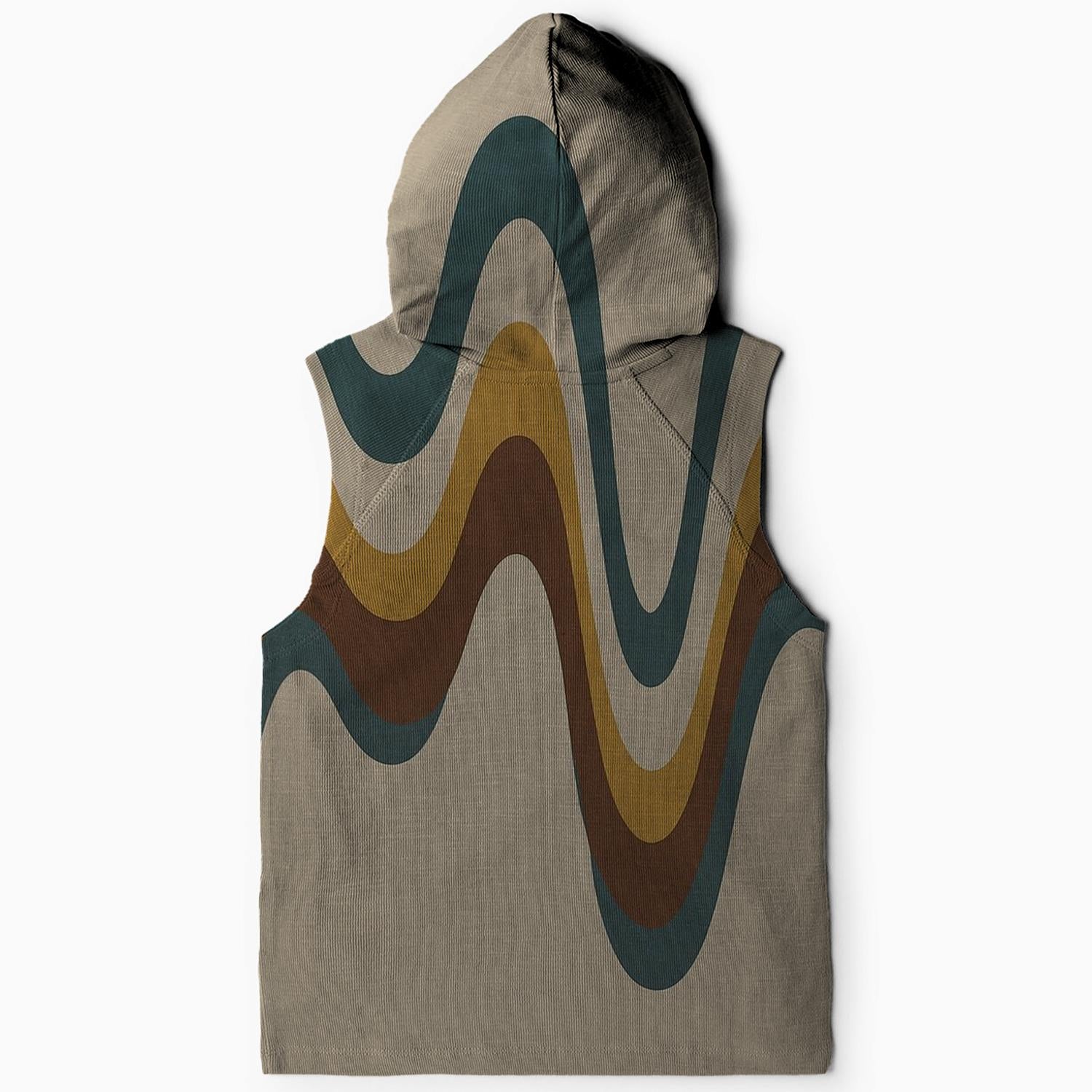 Retro Radio Waves Sleeveless Hoodie