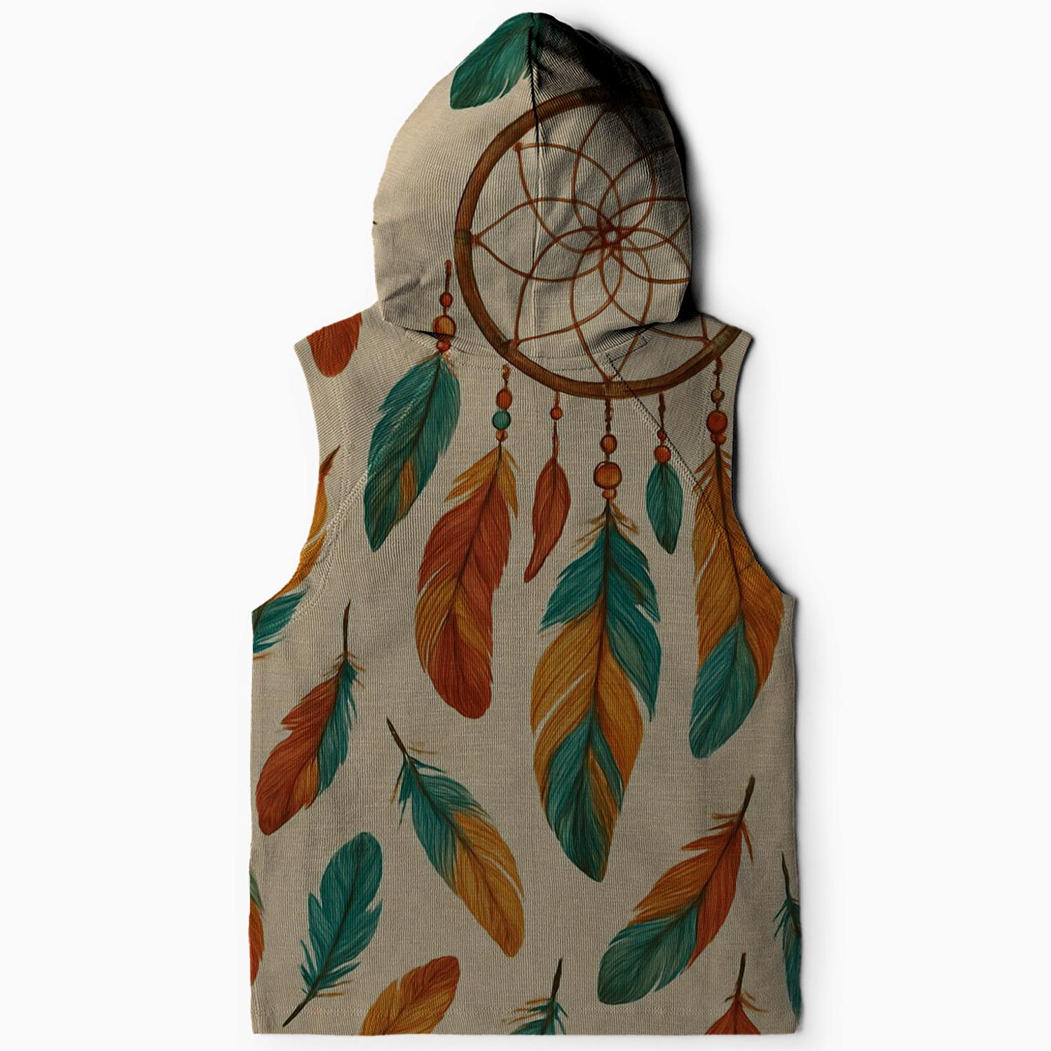 70s Bohemian Charm Sleeveless Hoodie