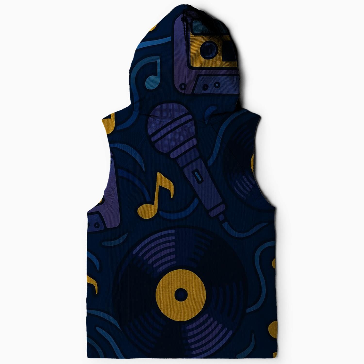 Retro Music Vibes Sleeveless Hoodie
