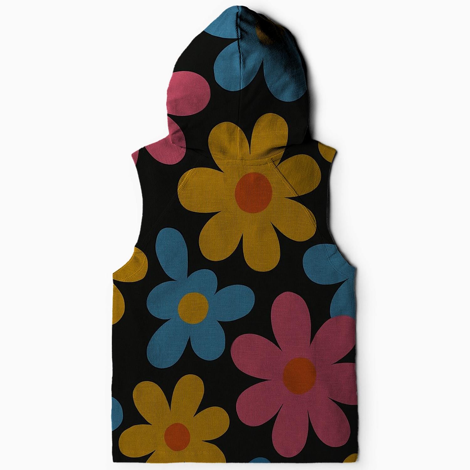 Groovy Floral Pattern Design Sleeveless Hoodie
