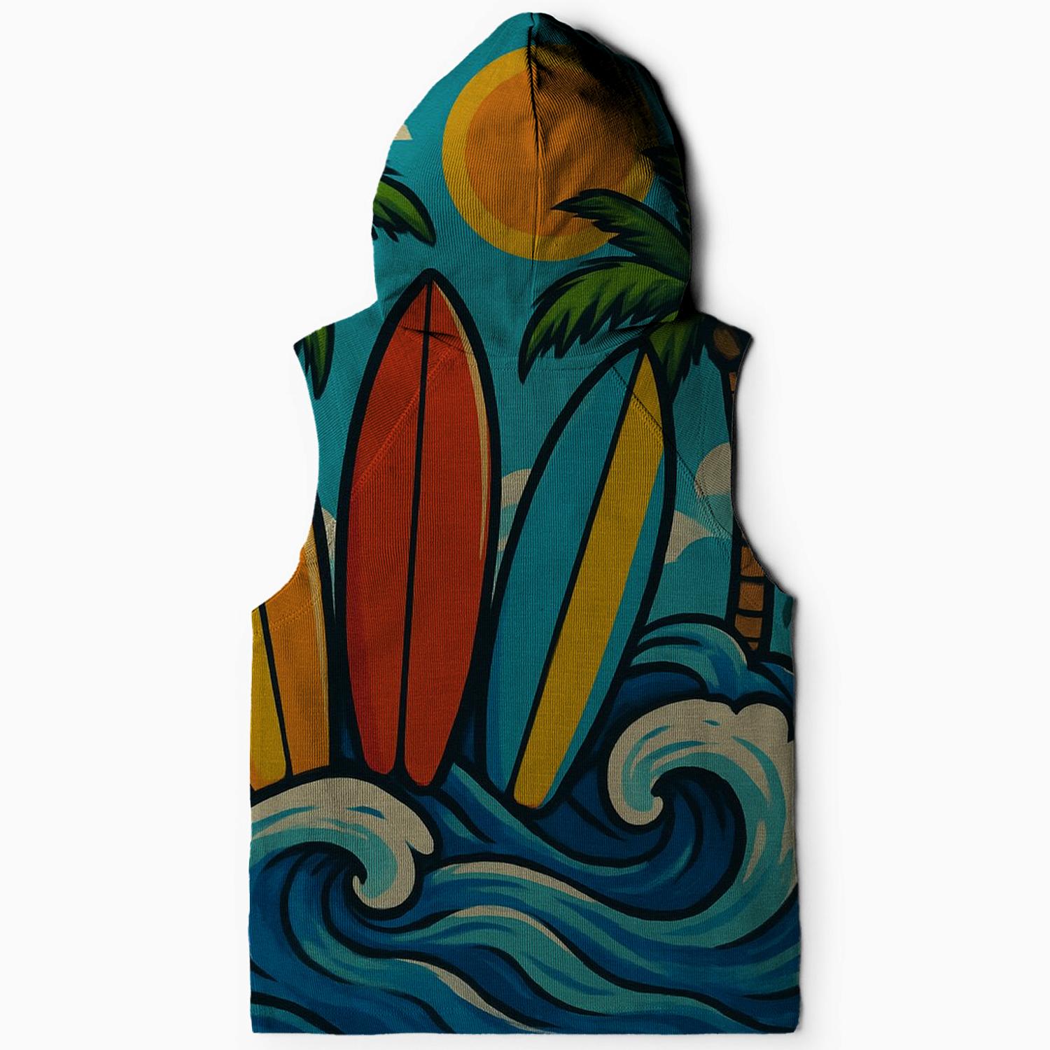 70s Surf Culture Design Sleeveless Hoodie