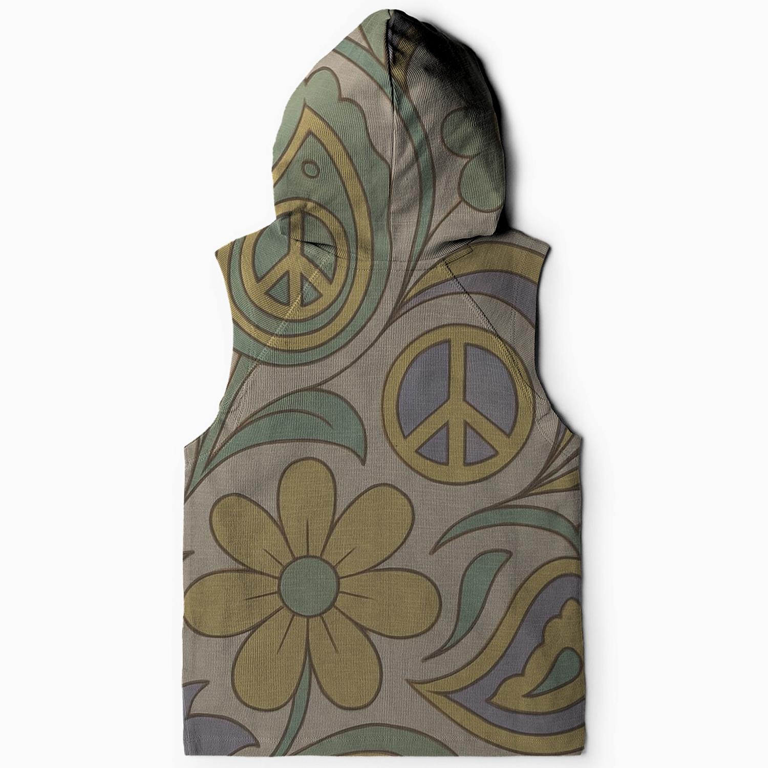 Peaceful Floral Dreams Sleeveless Hoodie