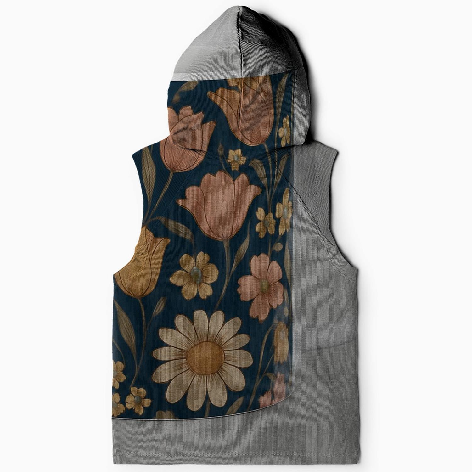 Vintage Floral Garden Sleeveless Hoodie