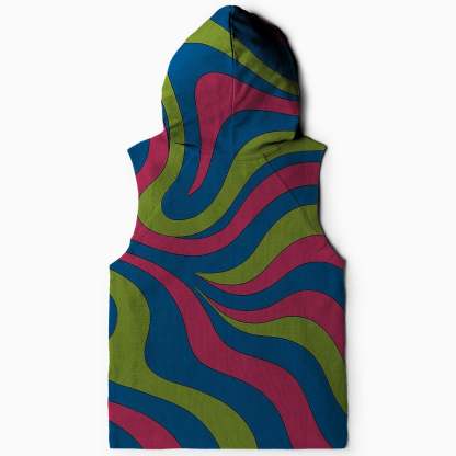 Funky Waves of Color Sleeveless Hoodie