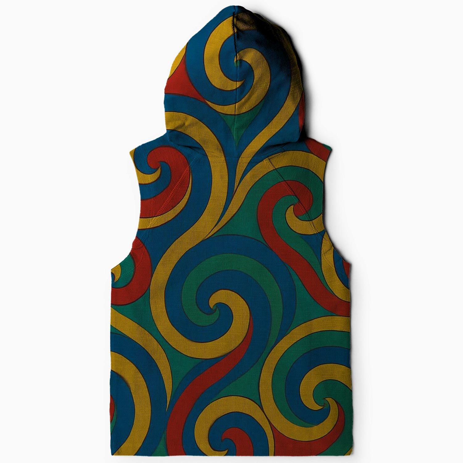 Colorful Swirl Patterns Sleeveless Hoodie