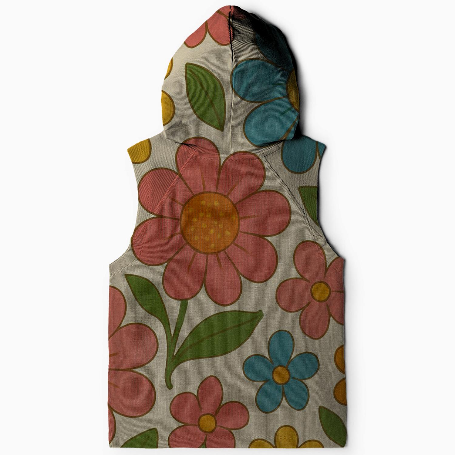 Peace and Love Floral Sleeveless Hoodie
