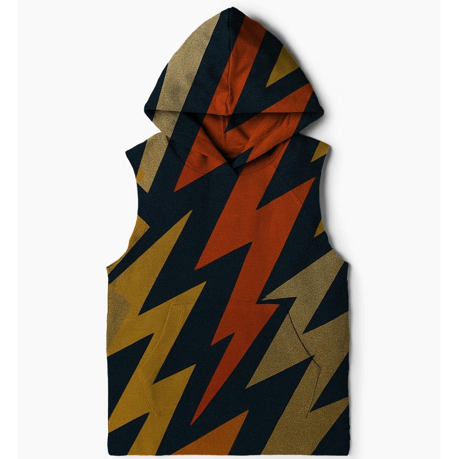 Electric Zigzag Waves Sleeveless Hoodie