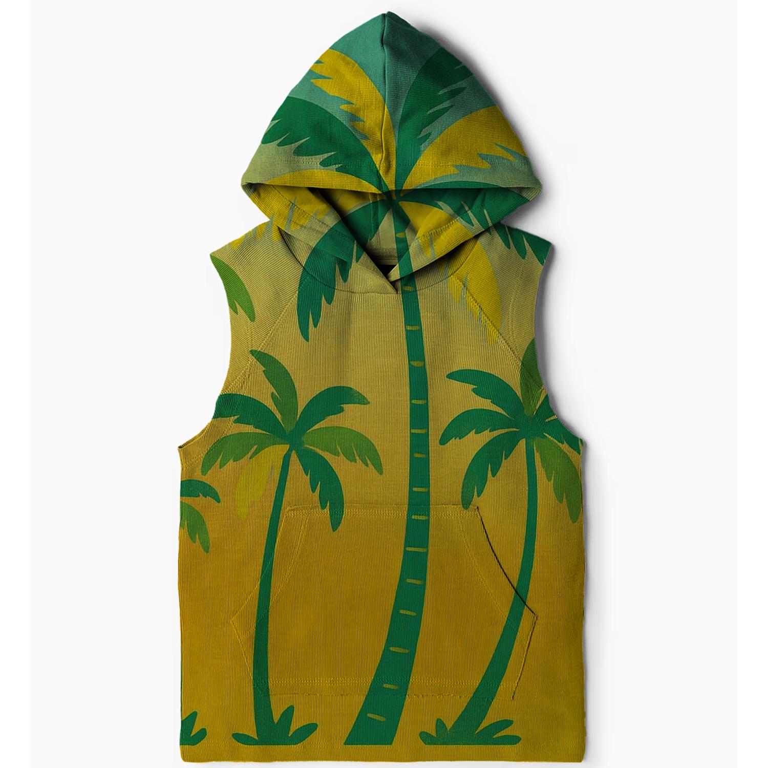 Sunshine Groovy Palms Sleeveless Hoodie
