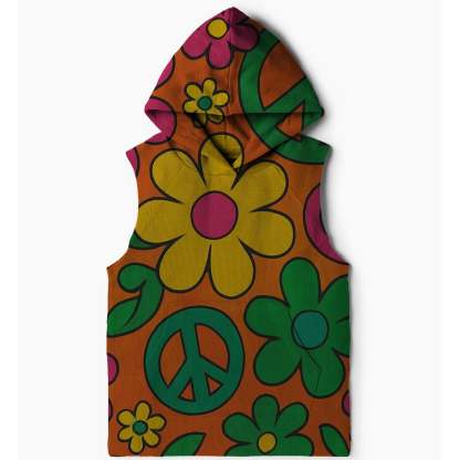 Peace Flowers Sleeveless Hoodie