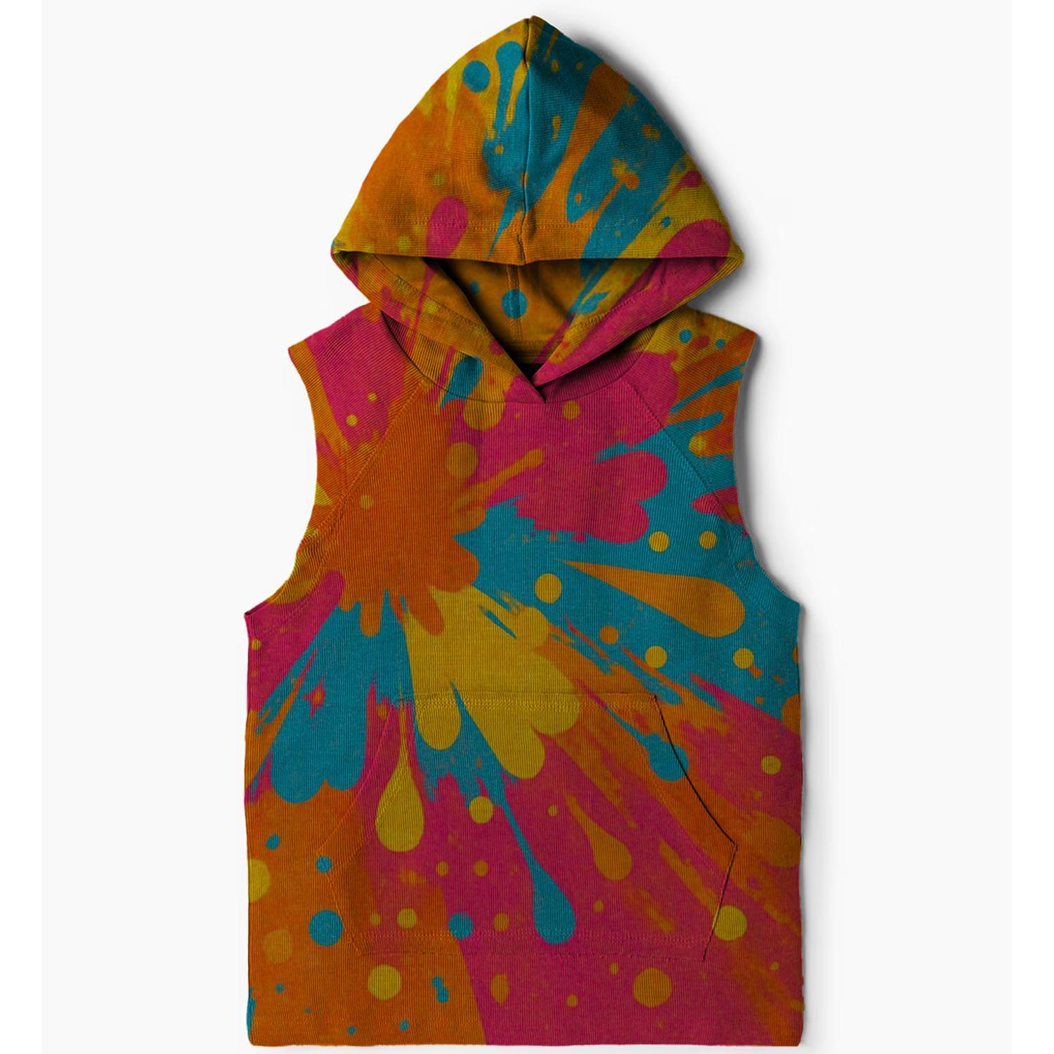 Colorful Skittle Burst Sleeveless Hoodie