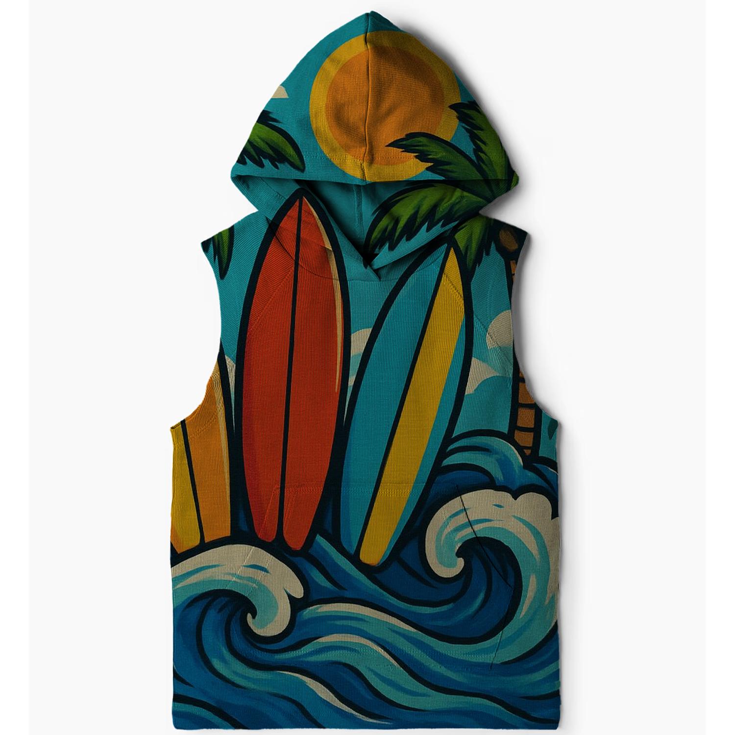 70s Surf Culture Design Sleeveless Hoodie
