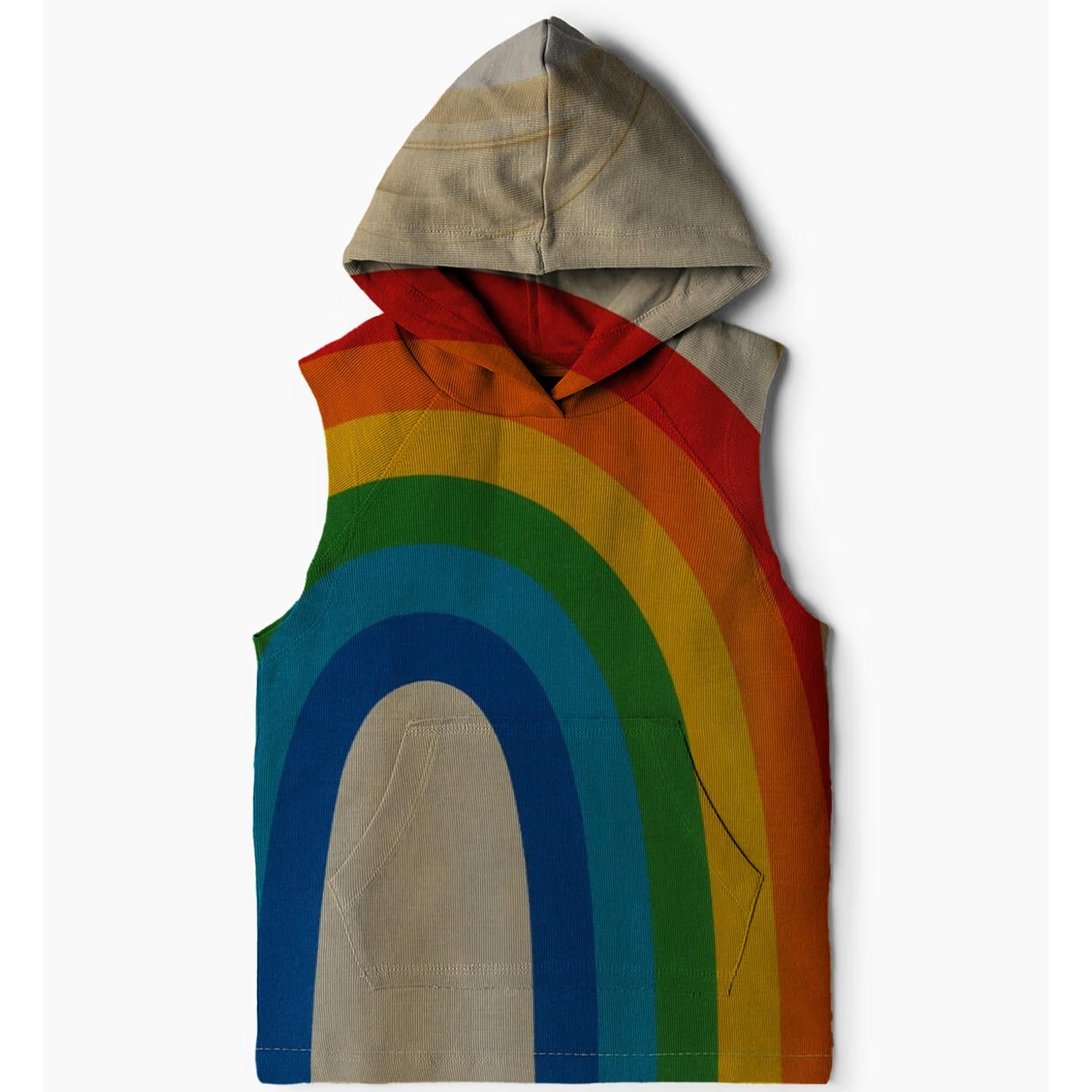Vibrant Rainbow Dreams Sleeveless Hoodie