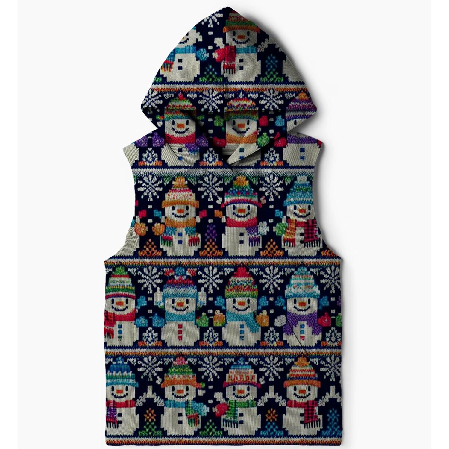 Frosty Friends Holiday Design Sleeveless Hoodie