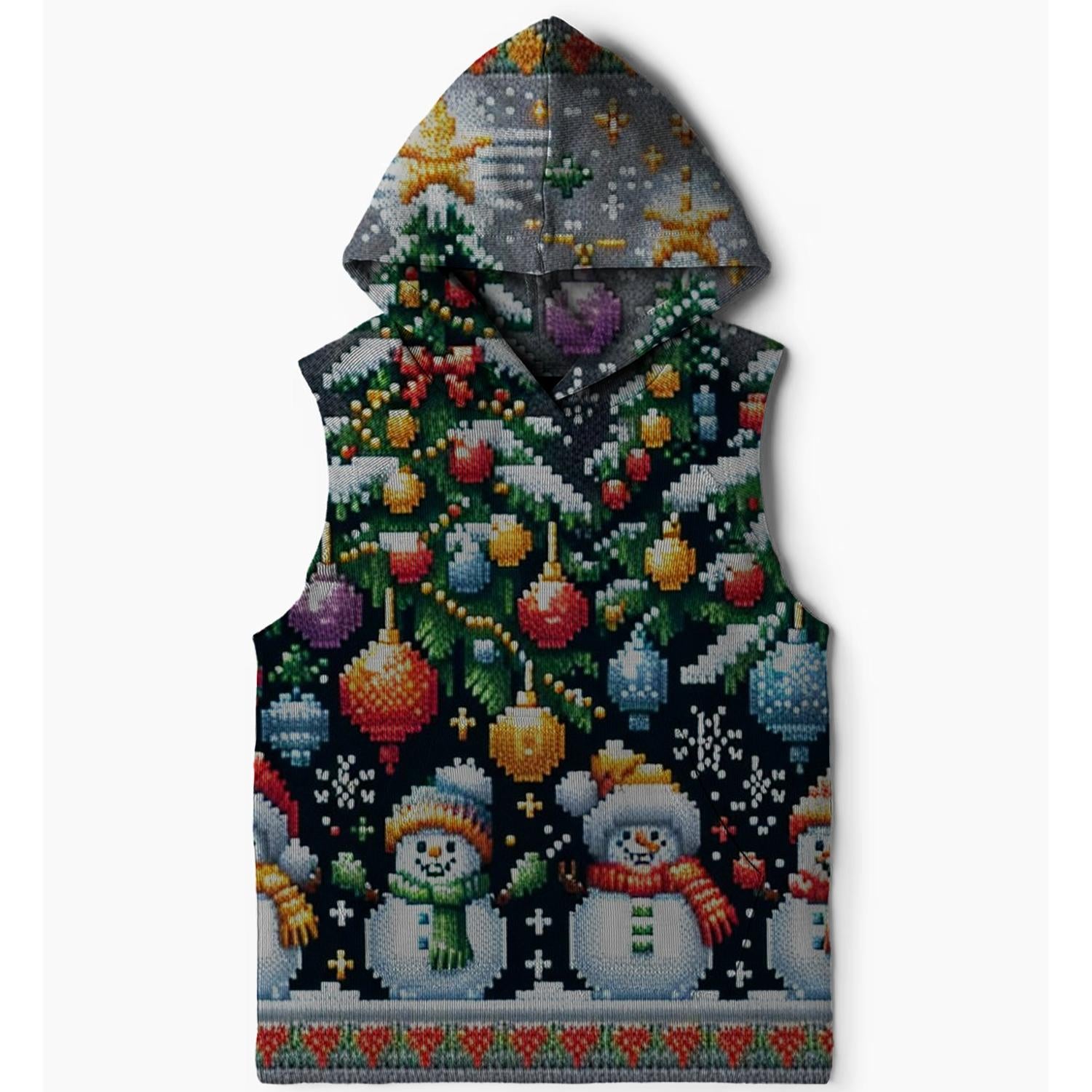 Charming Winter Wonderland Design Sleeveless Hoodie