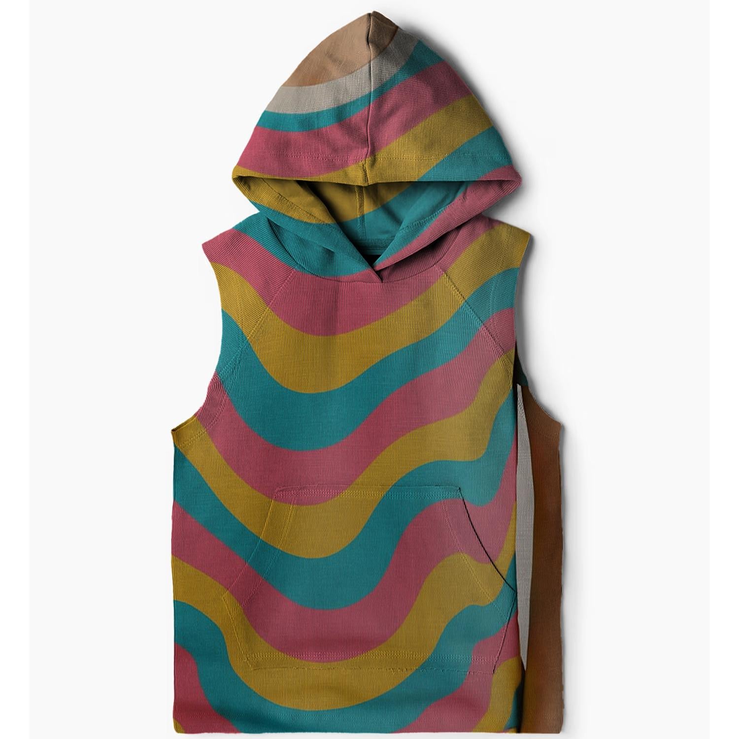 Colorful Wave Patterns Sleeveless Hoodie