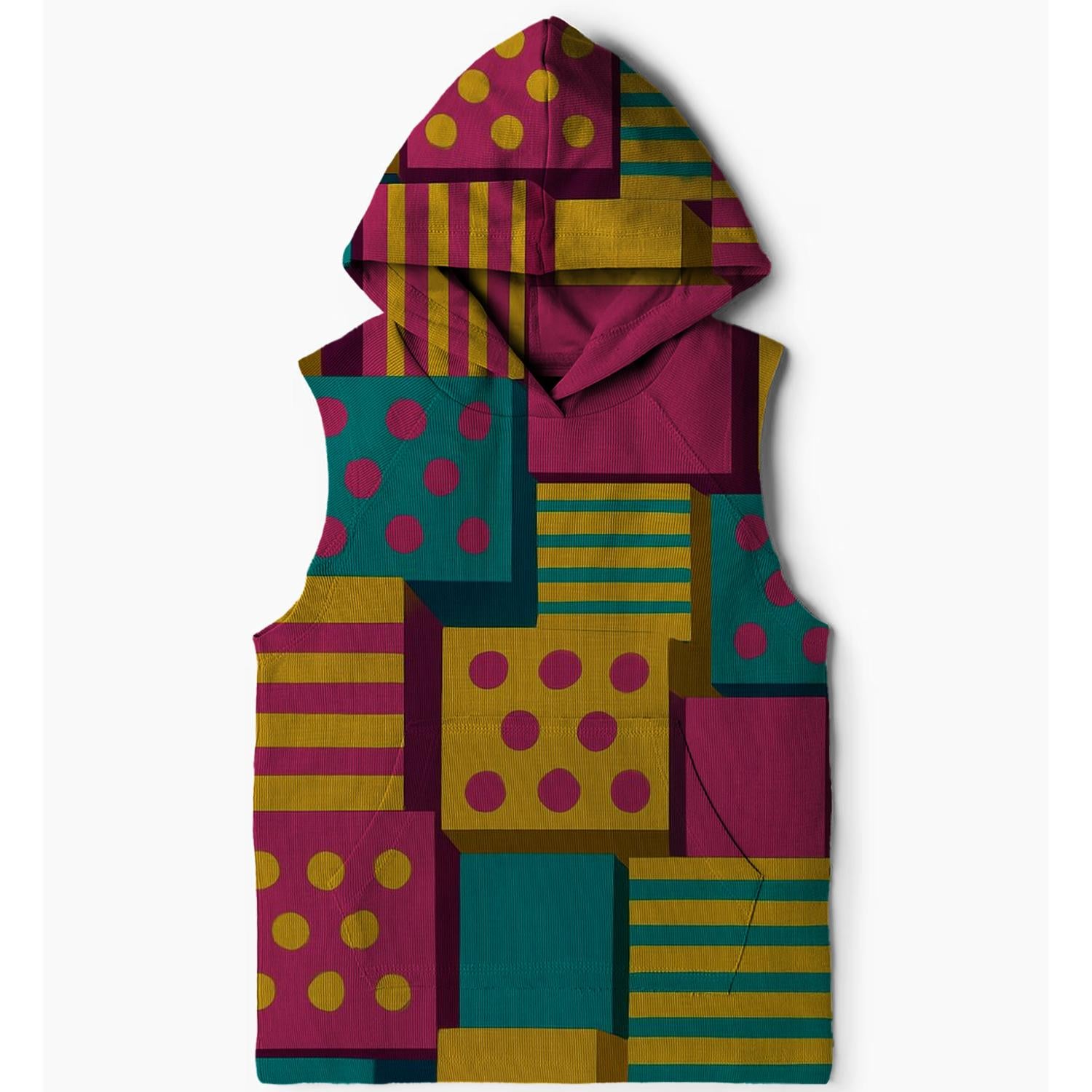 Funky Groove Blocks Sleeveless Hoodie