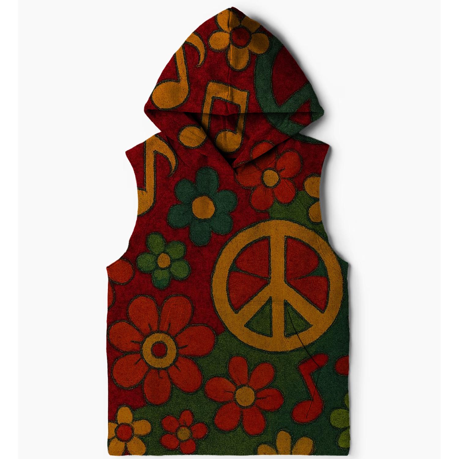 Peace Love Music Sleeveless Hoodie