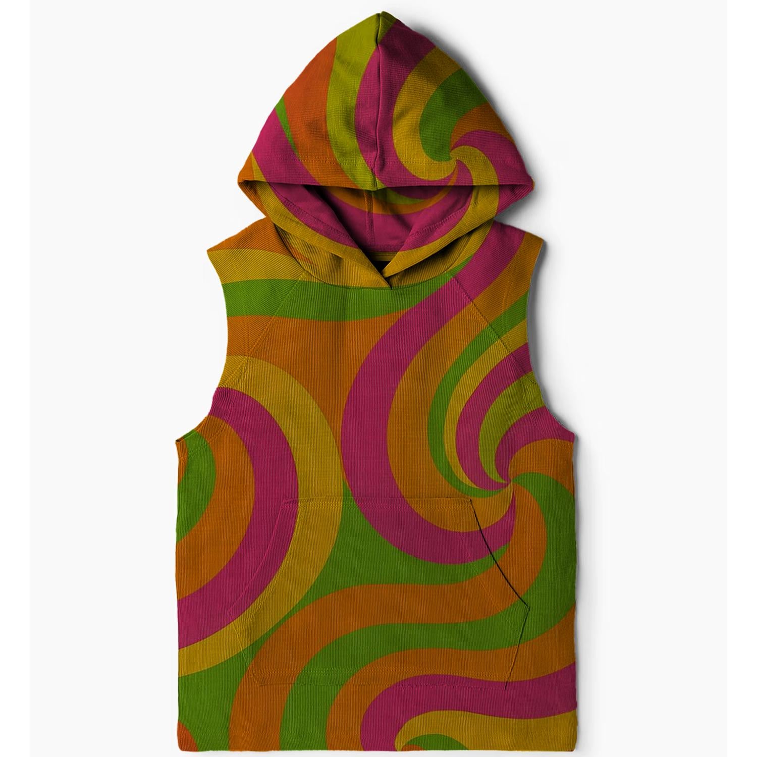 70s Swirls Sleeveless Hoodie