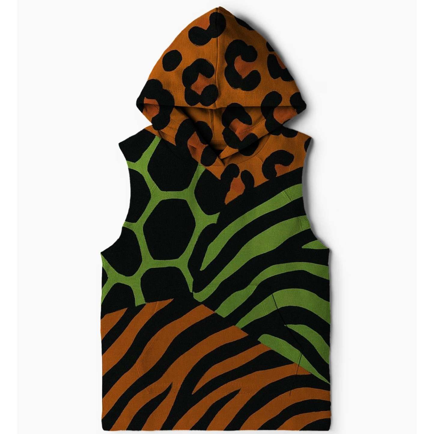 Funky Animal Prints Sleeveless Hoodie
