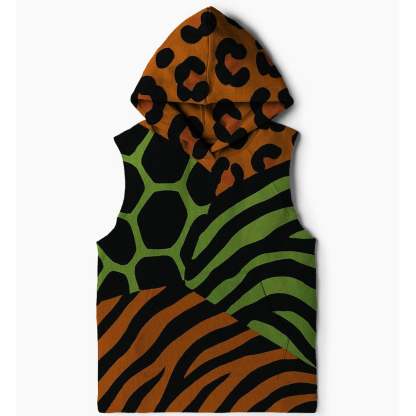 Funky Animal Prints Sleeveless Hoodie