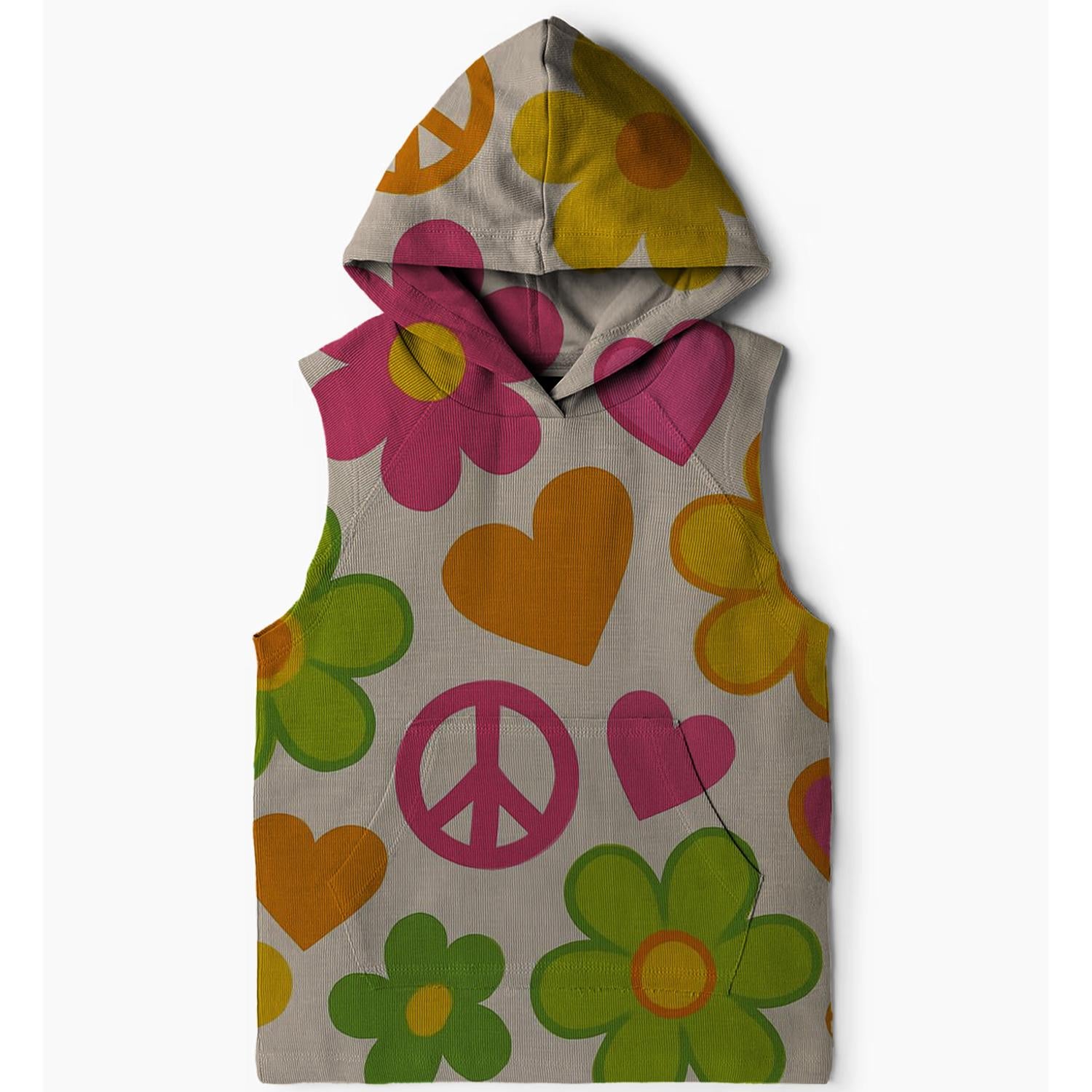 Floral Hippie Love Sleeveless Hoodie
