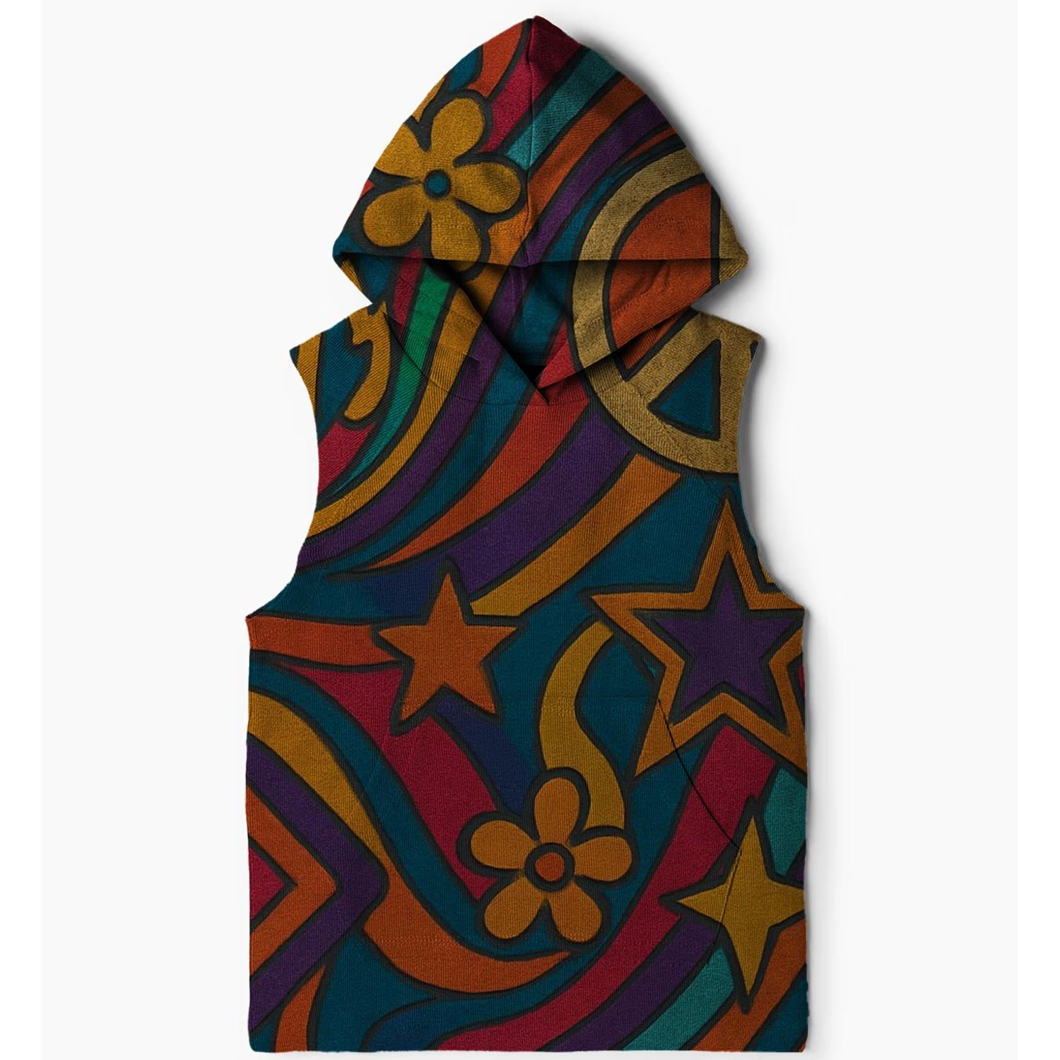 Psychadelic Paisley Waves Sleeveless Hoodie