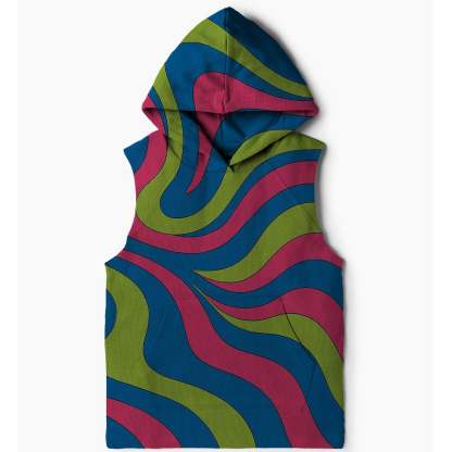 Funky Waves of Color Sleeveless Hoodie