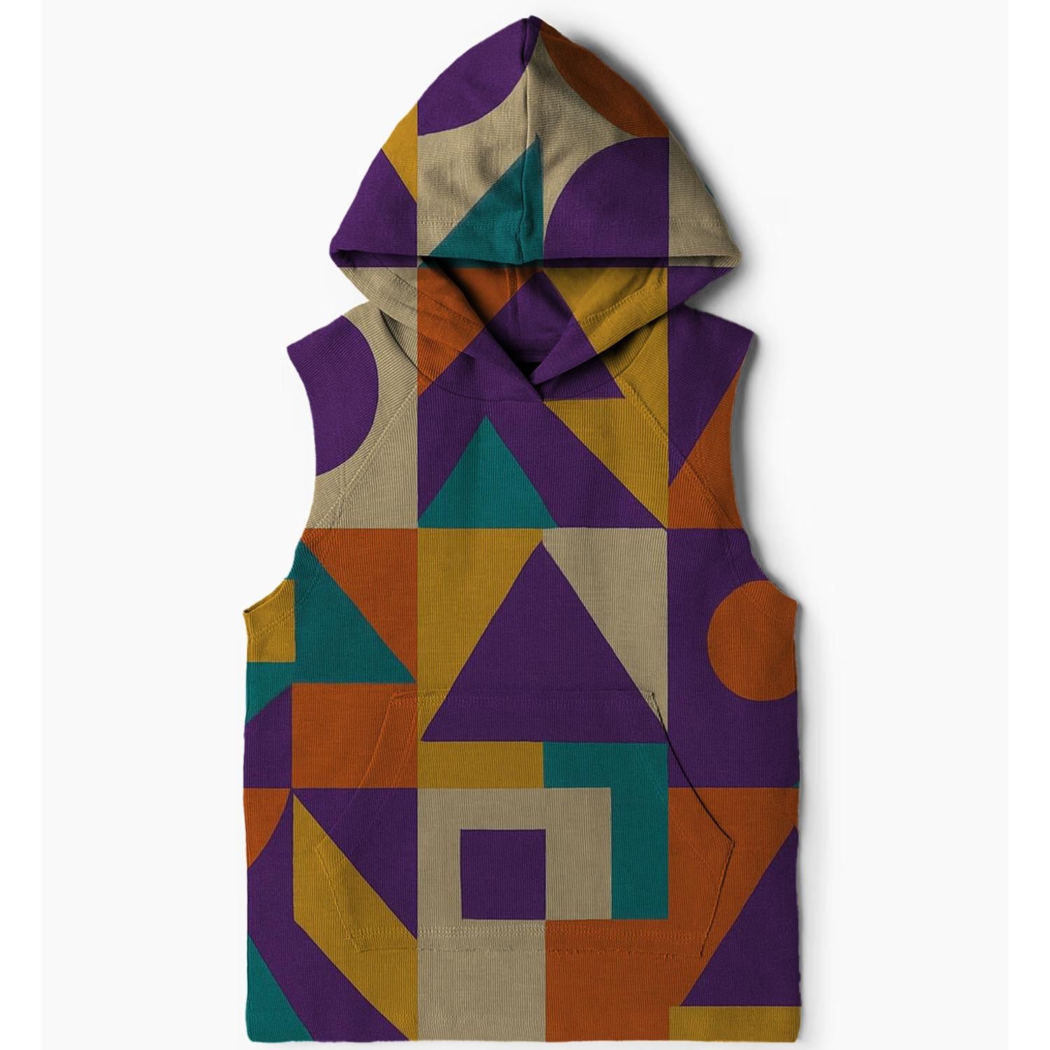 Retro Geometric Shapes Design Sleeveless Hoodie