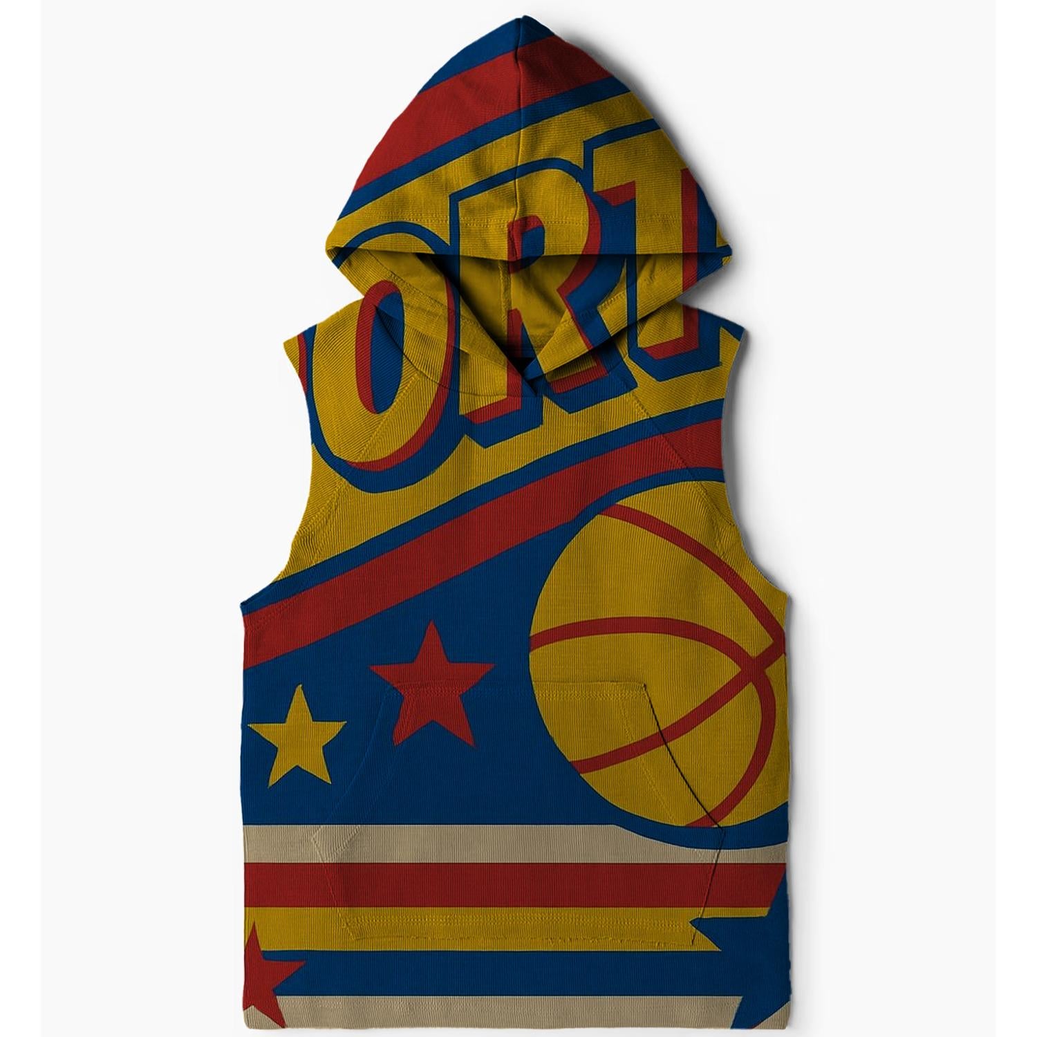 Classic 70s Graphic Sports Design Sleeveless Hoodie