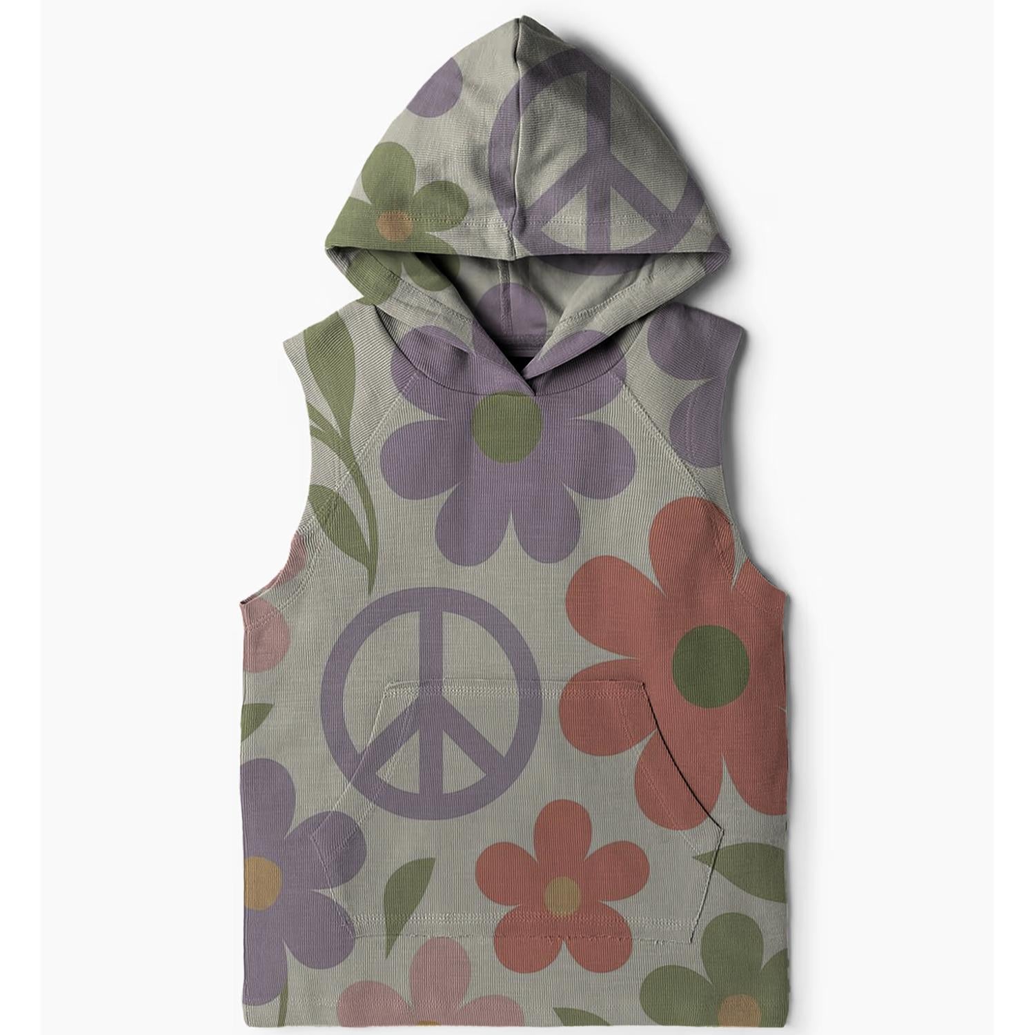 Floral Peace Out Sleeveless Hoodie