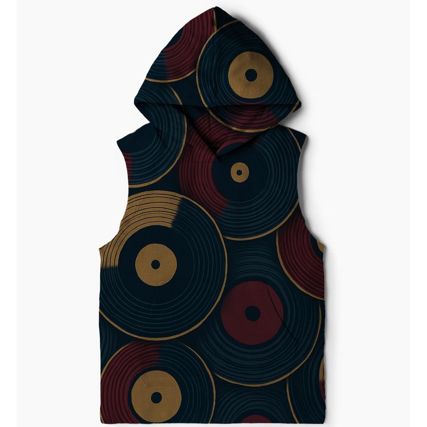 Vinyl Retro Revival Sleeveless Hoodie