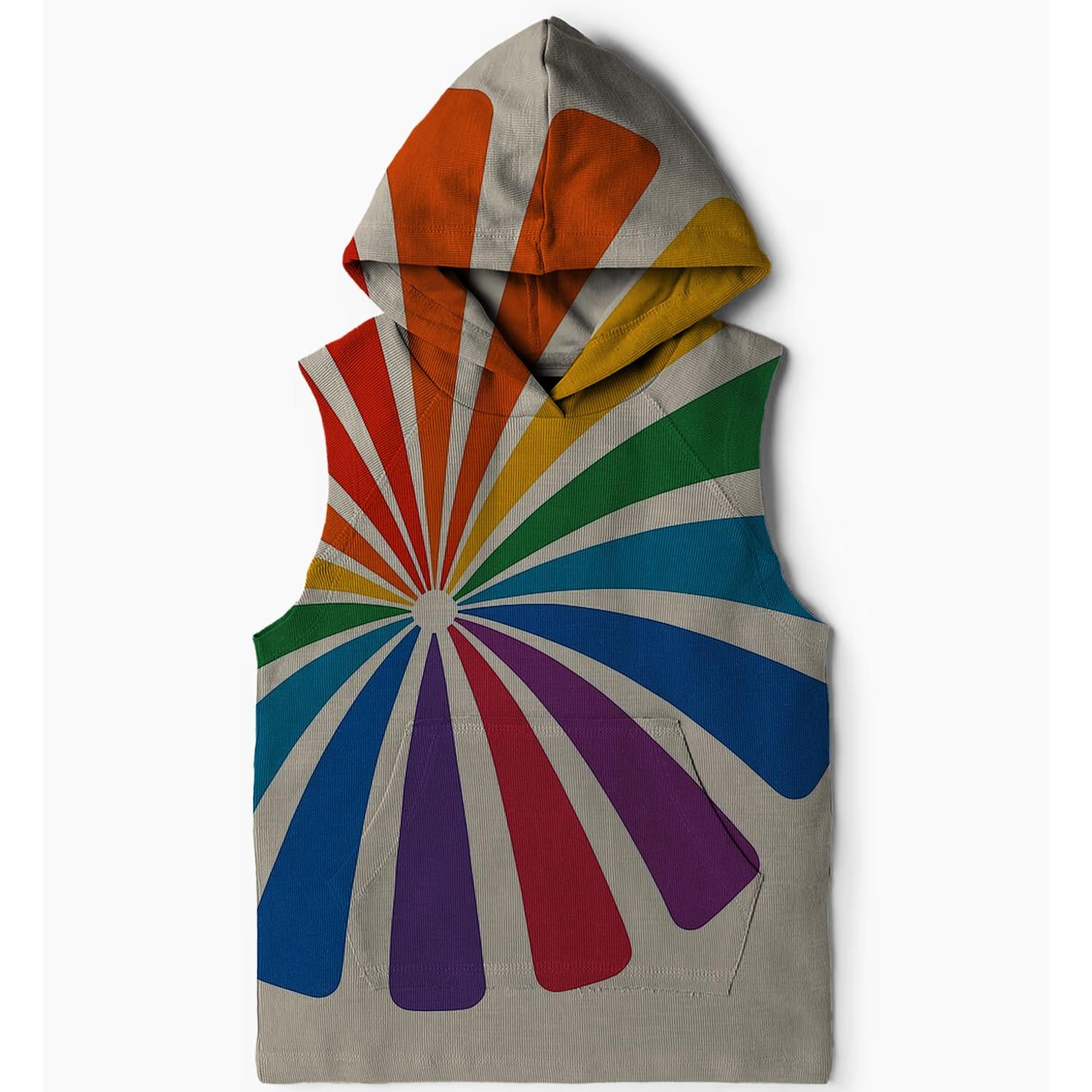 Rainbow Burst Graphic Design Sleeveless Hoodie